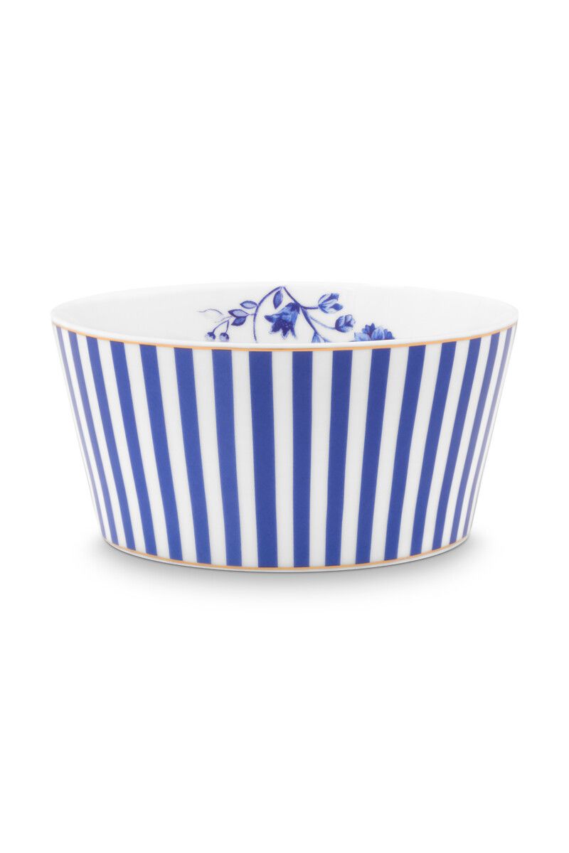 pip studio Royal Stripes Kom Blauw 12 cm Blauw