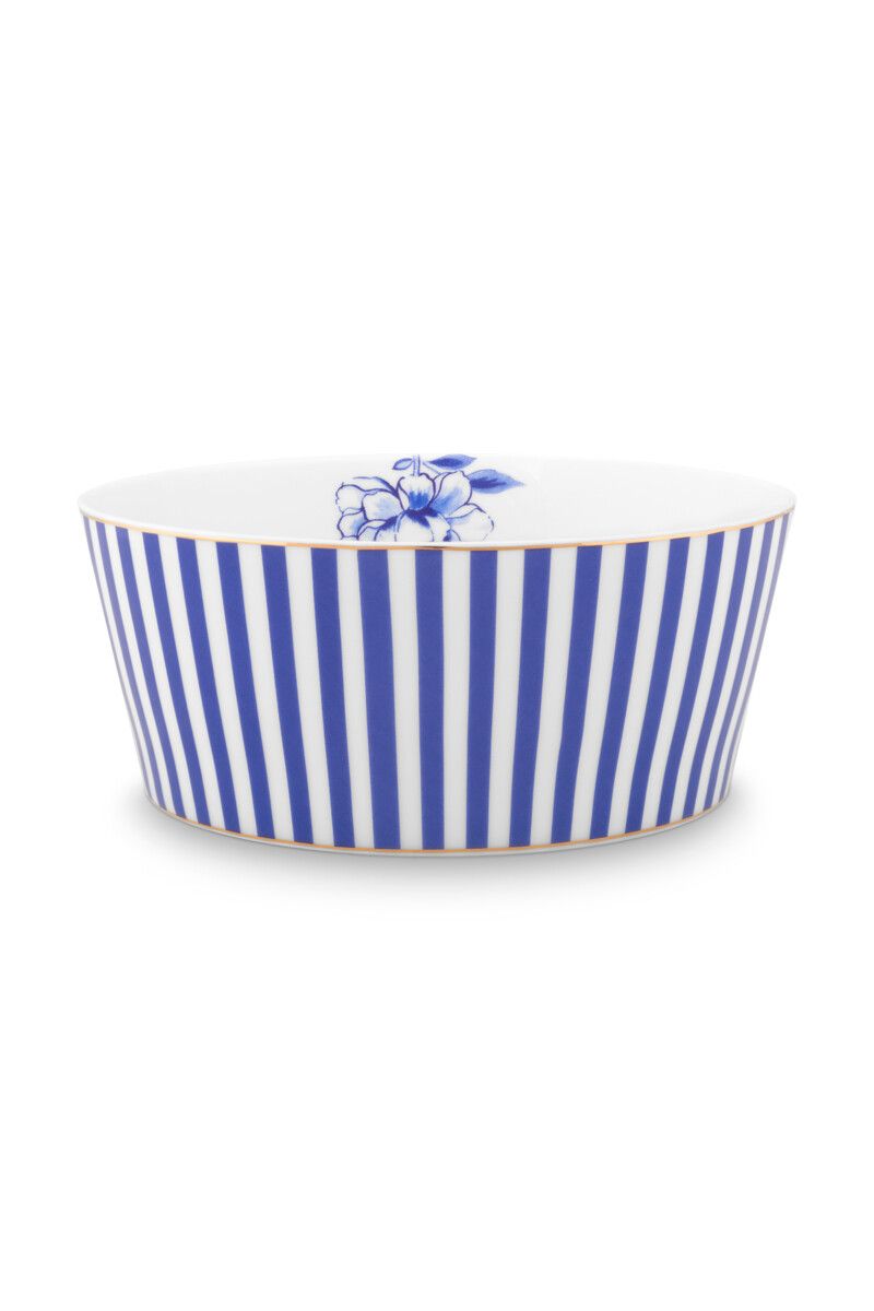 pip studio Royal Stripes Kom Blauw 15 cm Roze