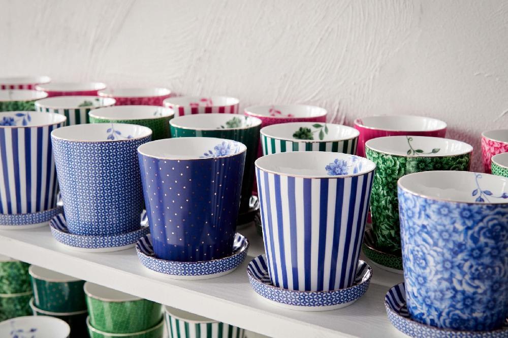 Pip Studio Royal Stripes Mok Stippen & Theetip Blauw