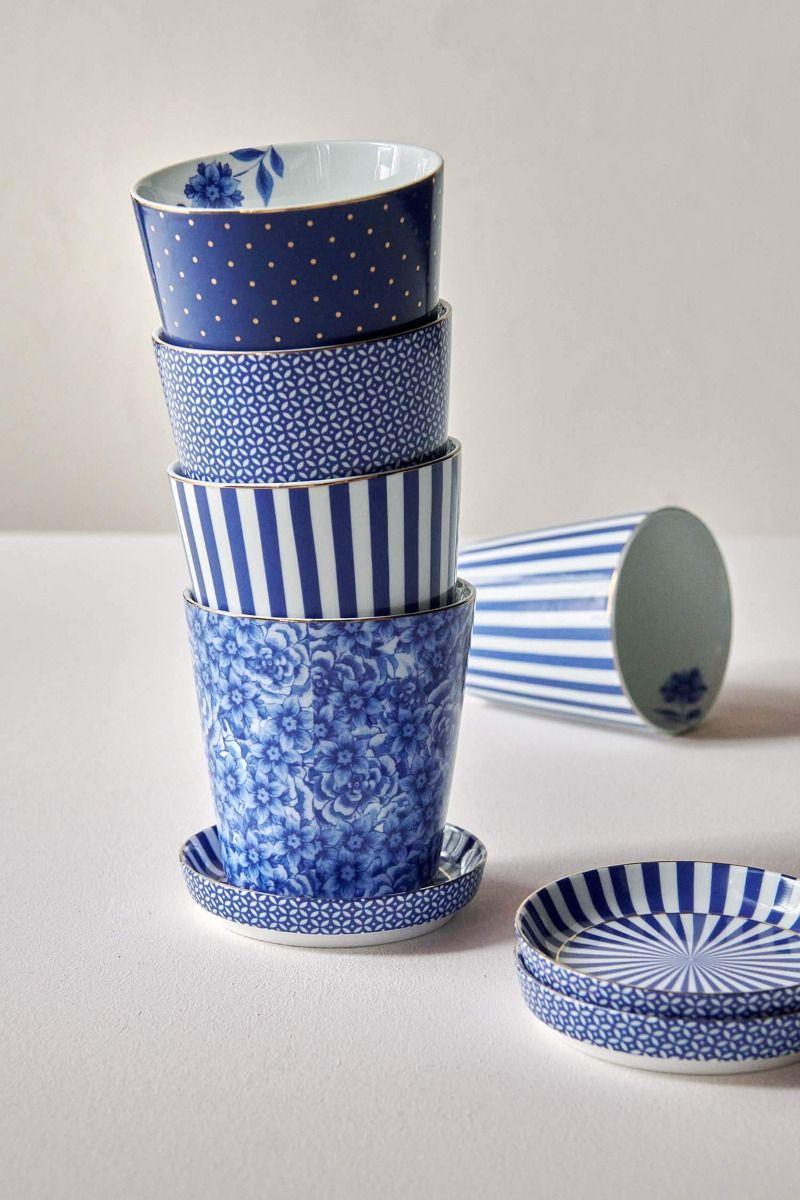 Pip Studio Royal Stripes Mok & Theetip Blauw
