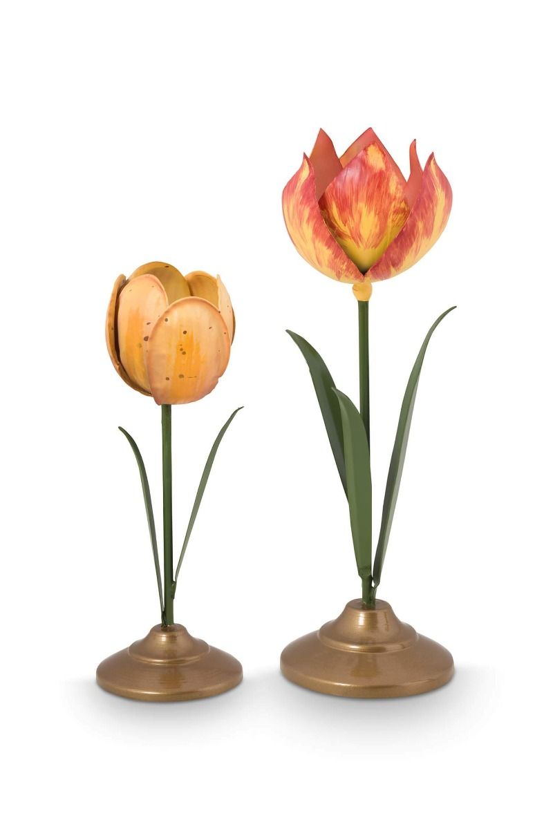 pip studio Set/2 Tulp Kandelaars Metaal Geel Geel