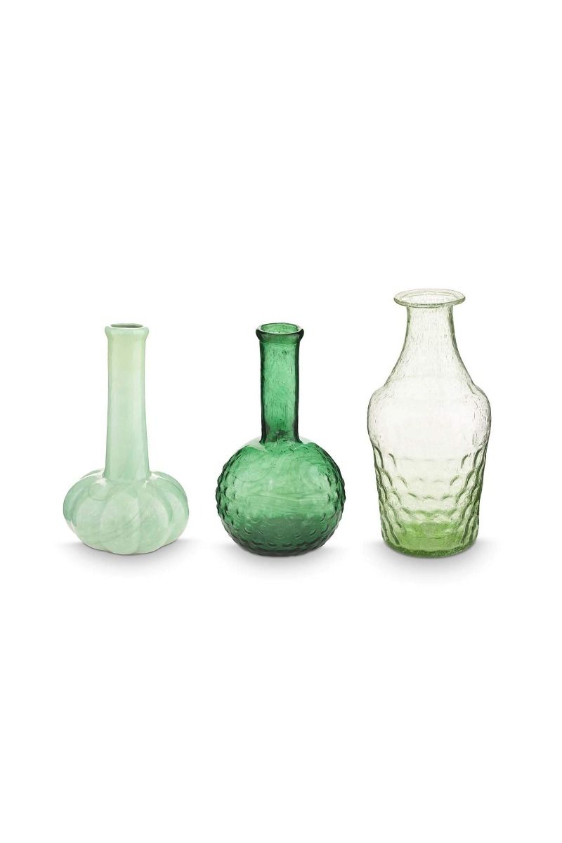 pip studio Set/3 Vazen Glas Klein Zachtgroen Groen