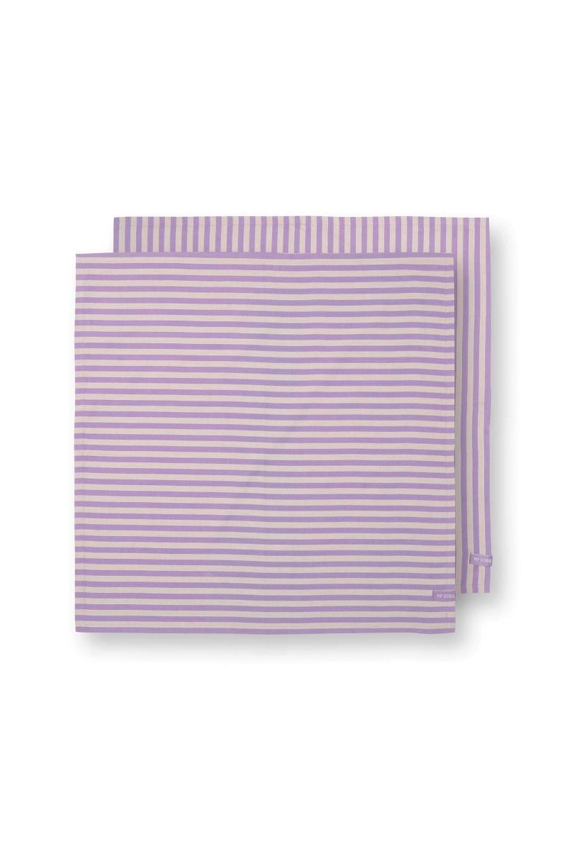 pip studio Stripes Set/2 Theedoeken Lila Groen