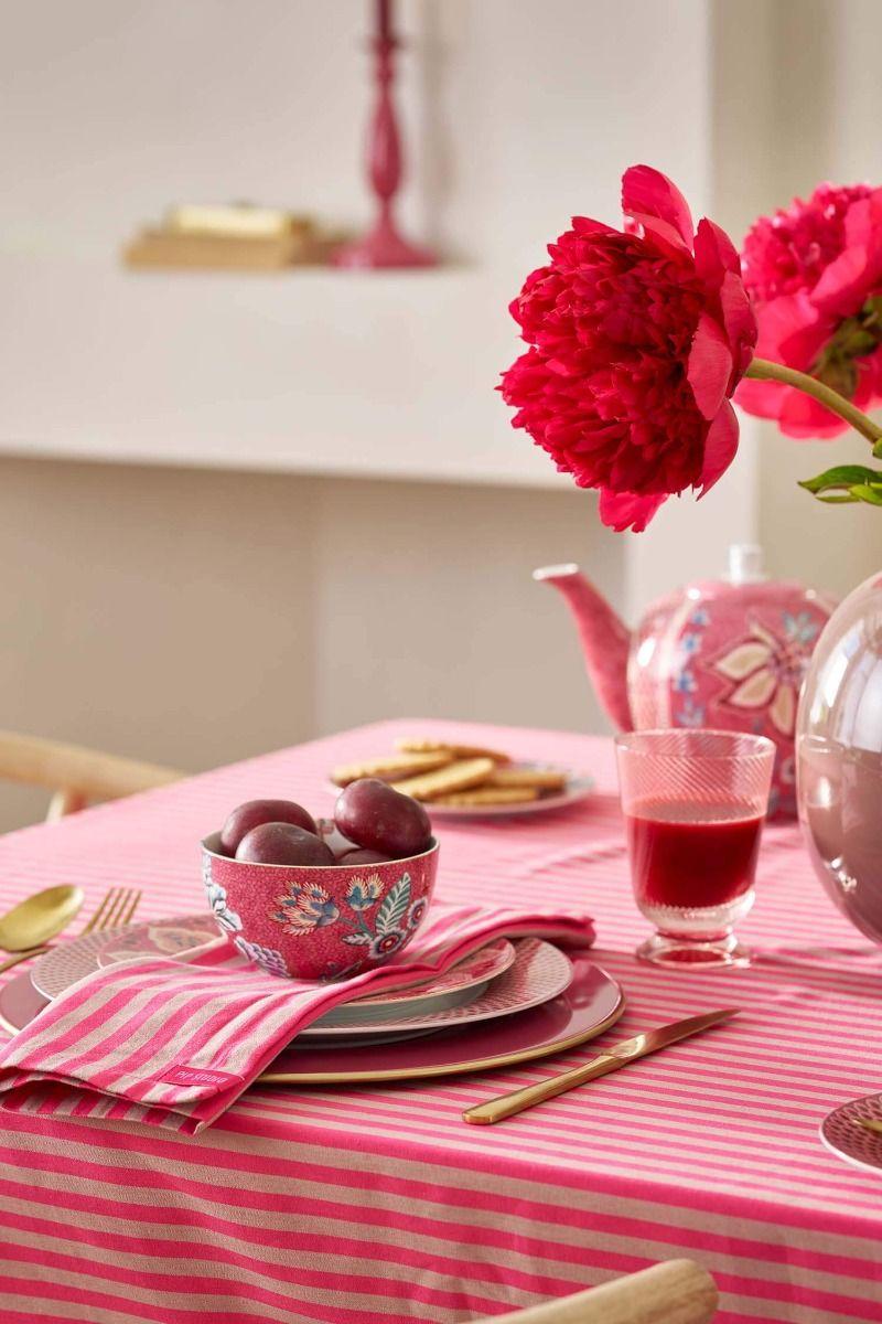 Pip Studio Stripes Set/4 Servetten Roze Geel