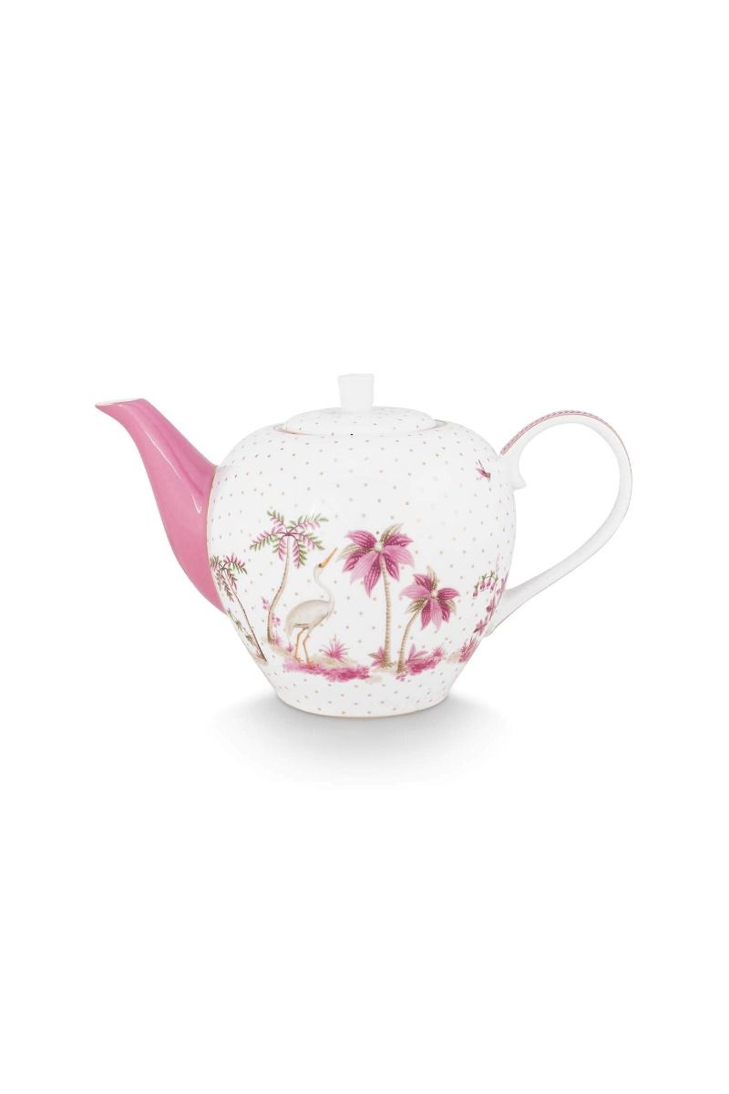 pip studio Theepot Jolie Stippen Goud Roze Wit