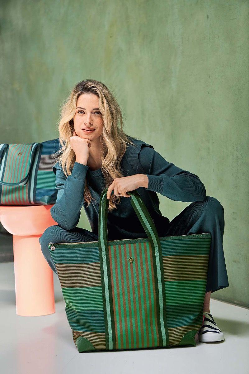 Pip Studio Tilda Tote Bag Large Streep Groen Blauw