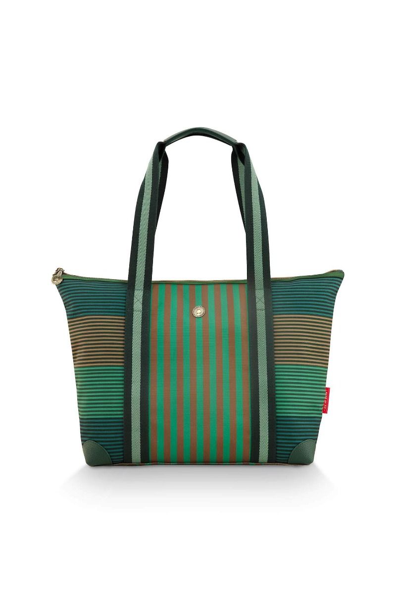 pip studio Tilda Tote Bag Medium Streep Groen Roze