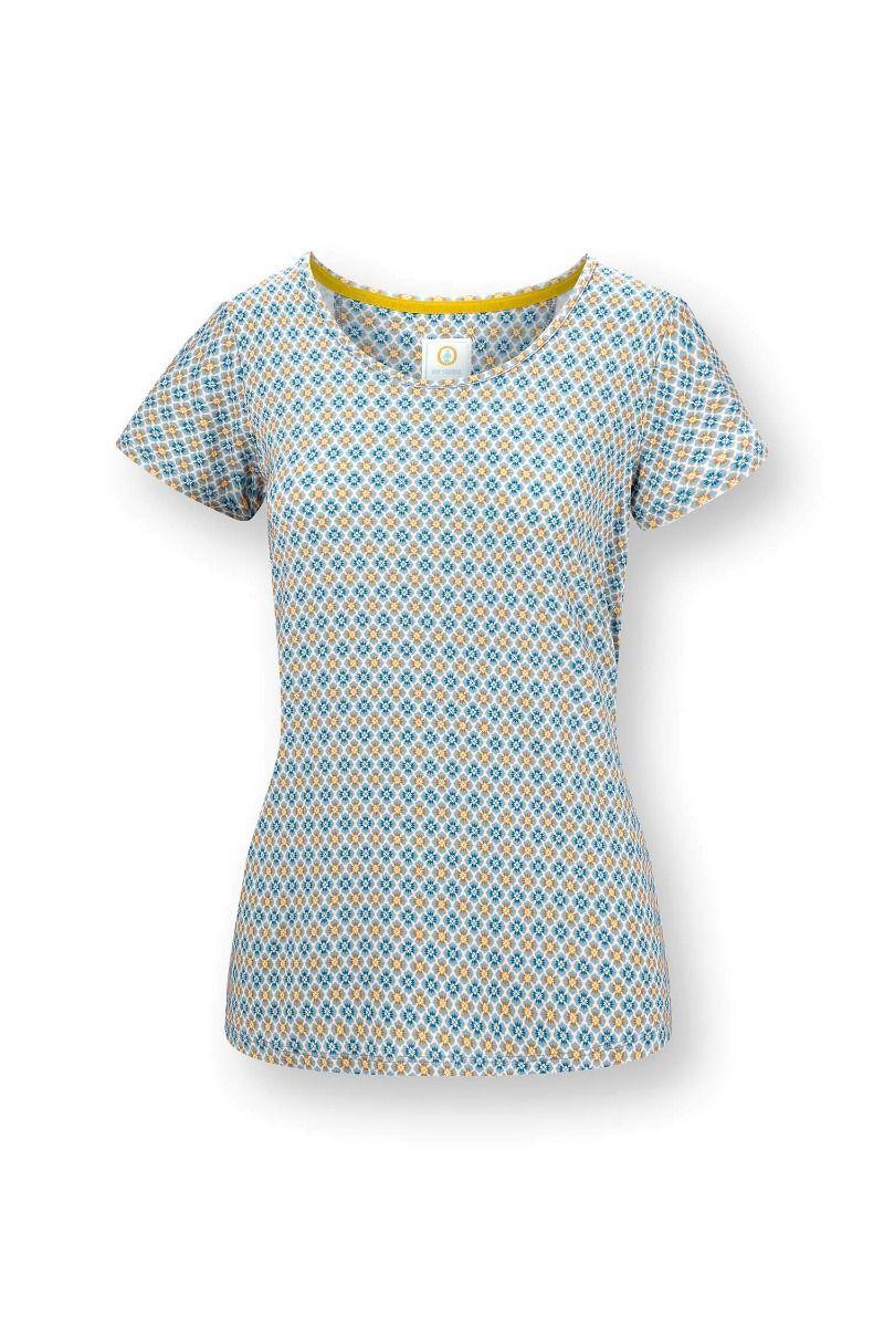 pip studio Tilly Top Korte Mouw Mojo Blauw Roze