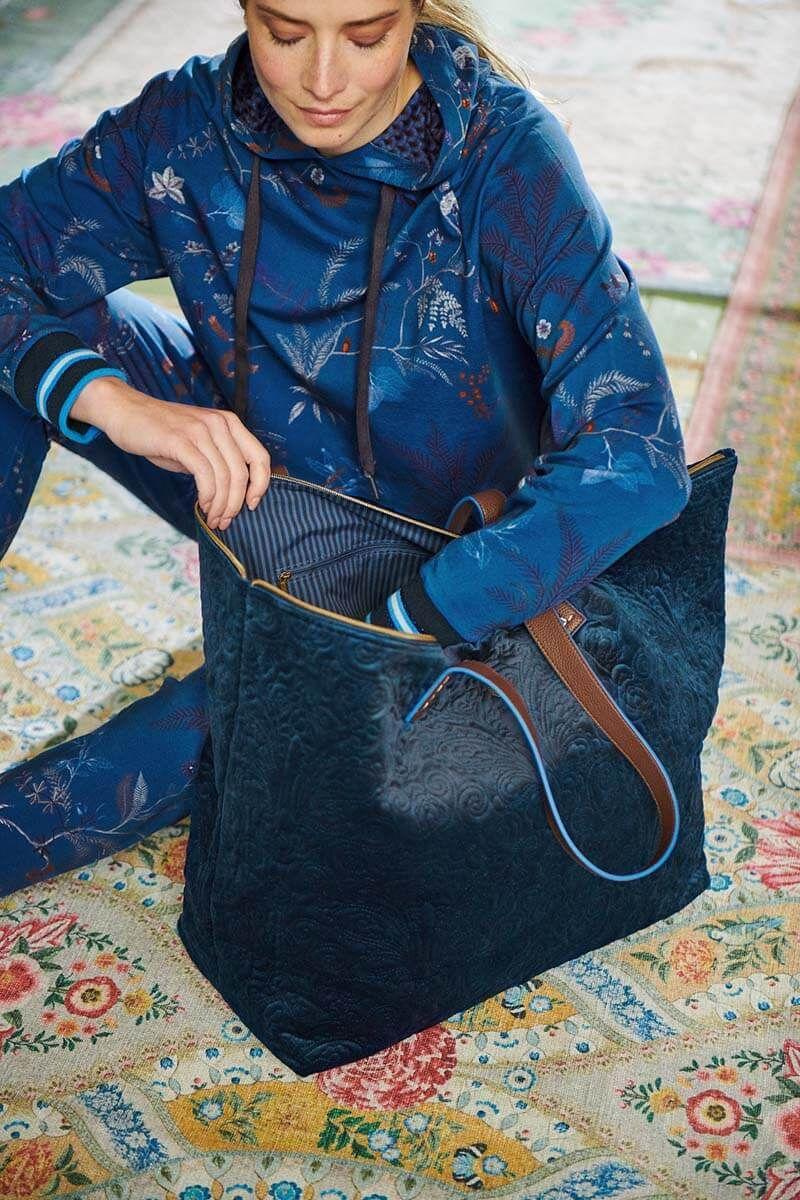 Pip Studio Tote Bag Velvet Quiltey Days Blauw Rood