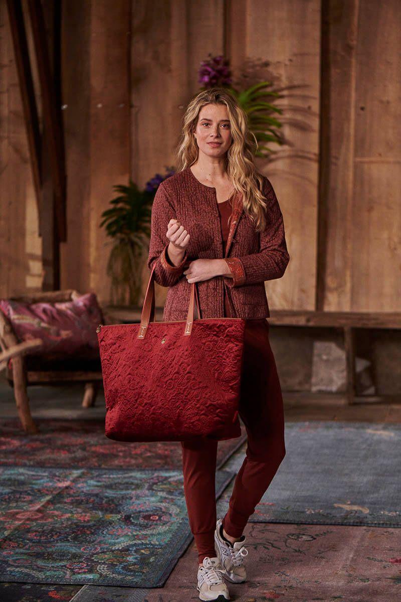 Pip Studio Tote Bag Velvet Quiltey Days Rood Rood
