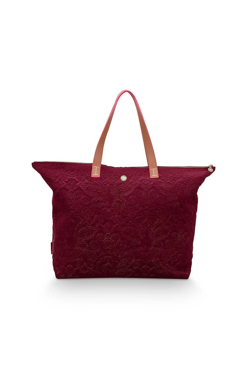 Pip Studio Tote Bag Velvet Quiltey Days Rood Rood