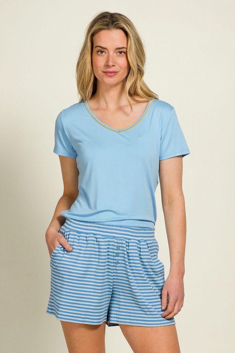 Pip Studio Toy Top Korte Mouw Solid Blauw Wit