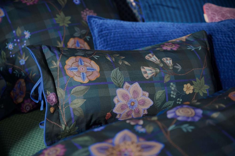 pip studio Rechthoekig Sierkussen Flores Felices Donkerblauw