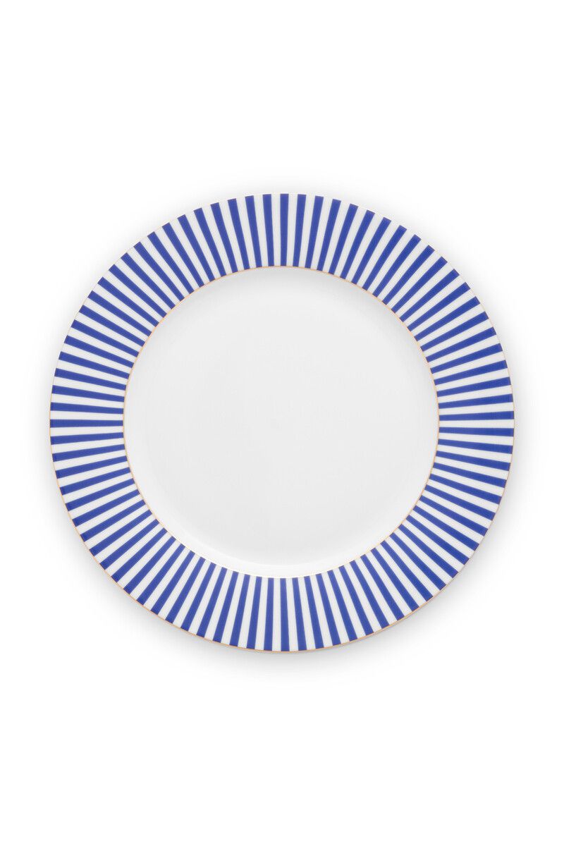 pip studio Royal Stripes Dinerbord Blauw 26.5 cm Roze