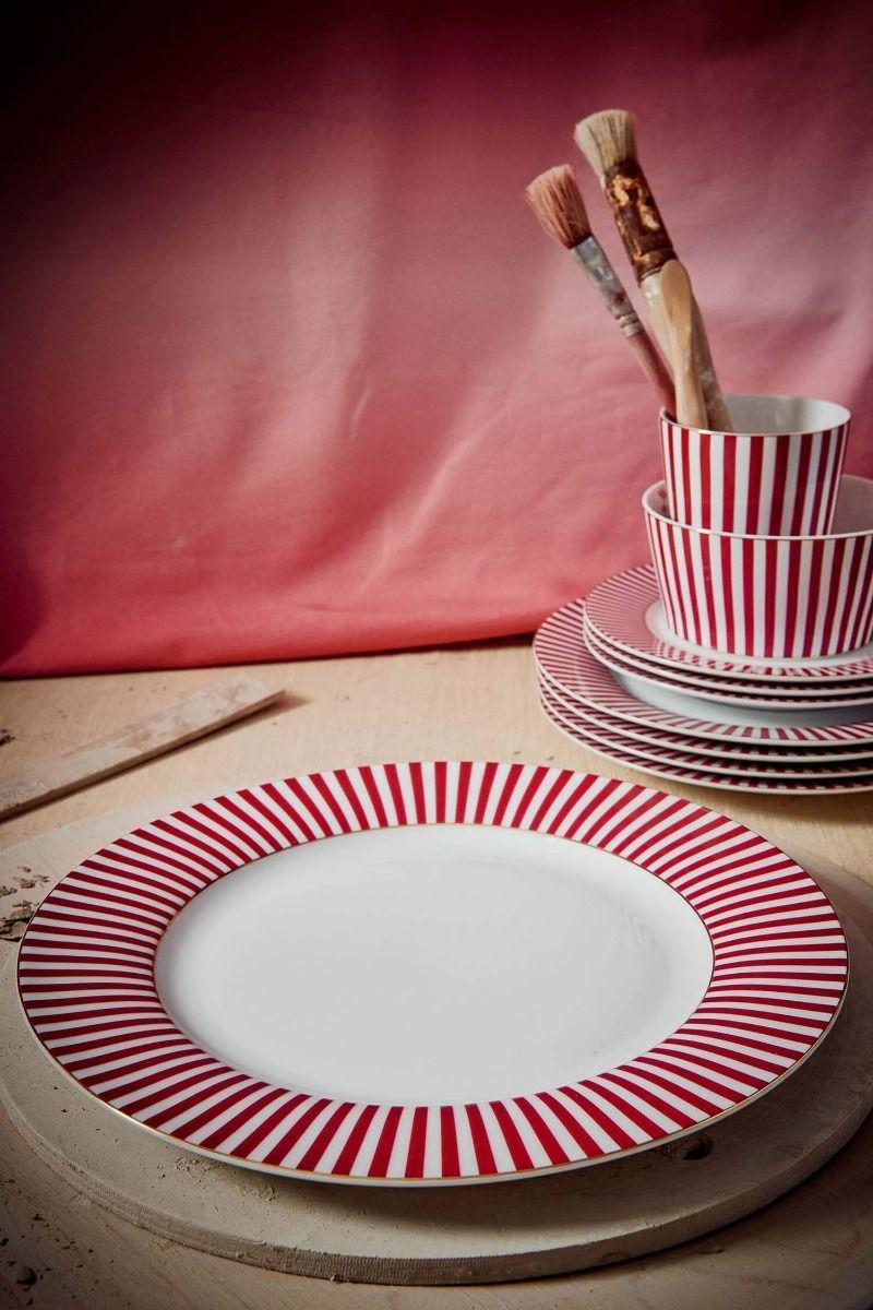 Pip Studio Royal Stripes Dinerbord Donkerroze 26.5cm Roze
