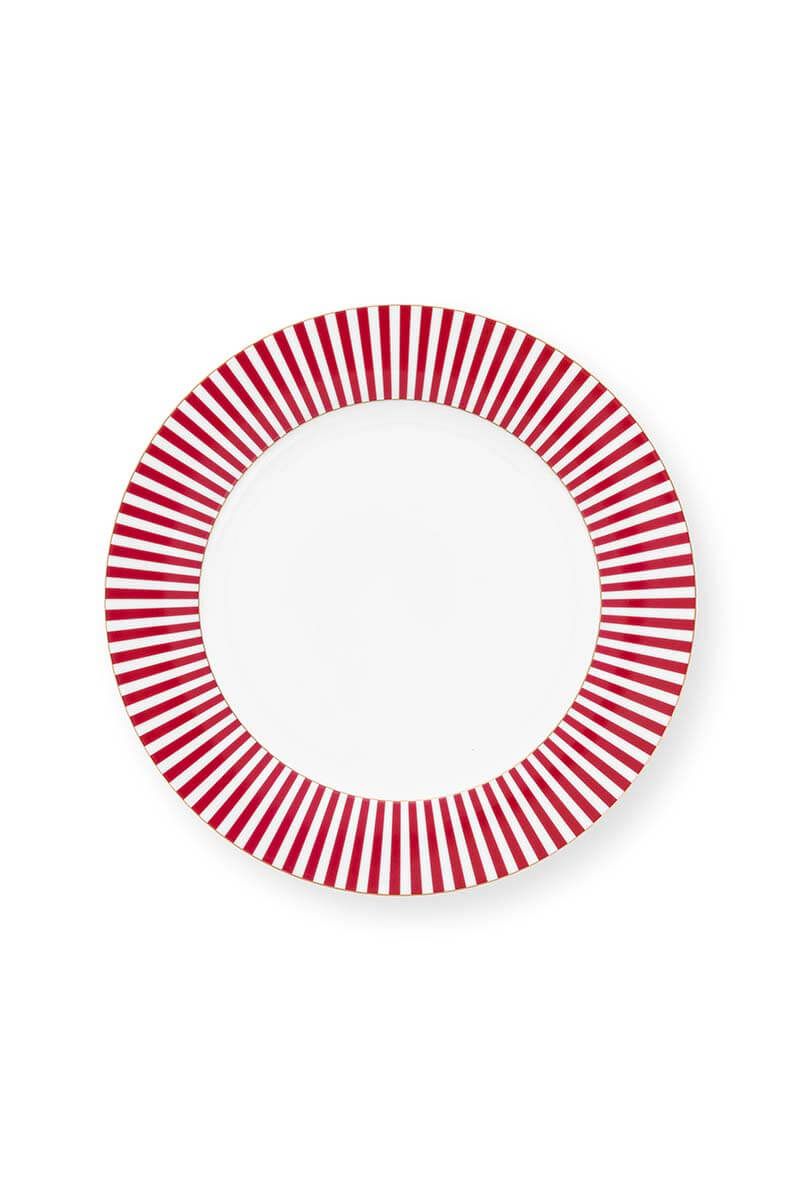 pip studio Royal Stripes Dinerbord Donkerroze 26.5cm Roze