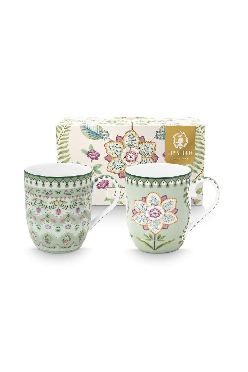 pip studio Set/2 Mokken Klein Lily&Lotus Licht Groen Paars