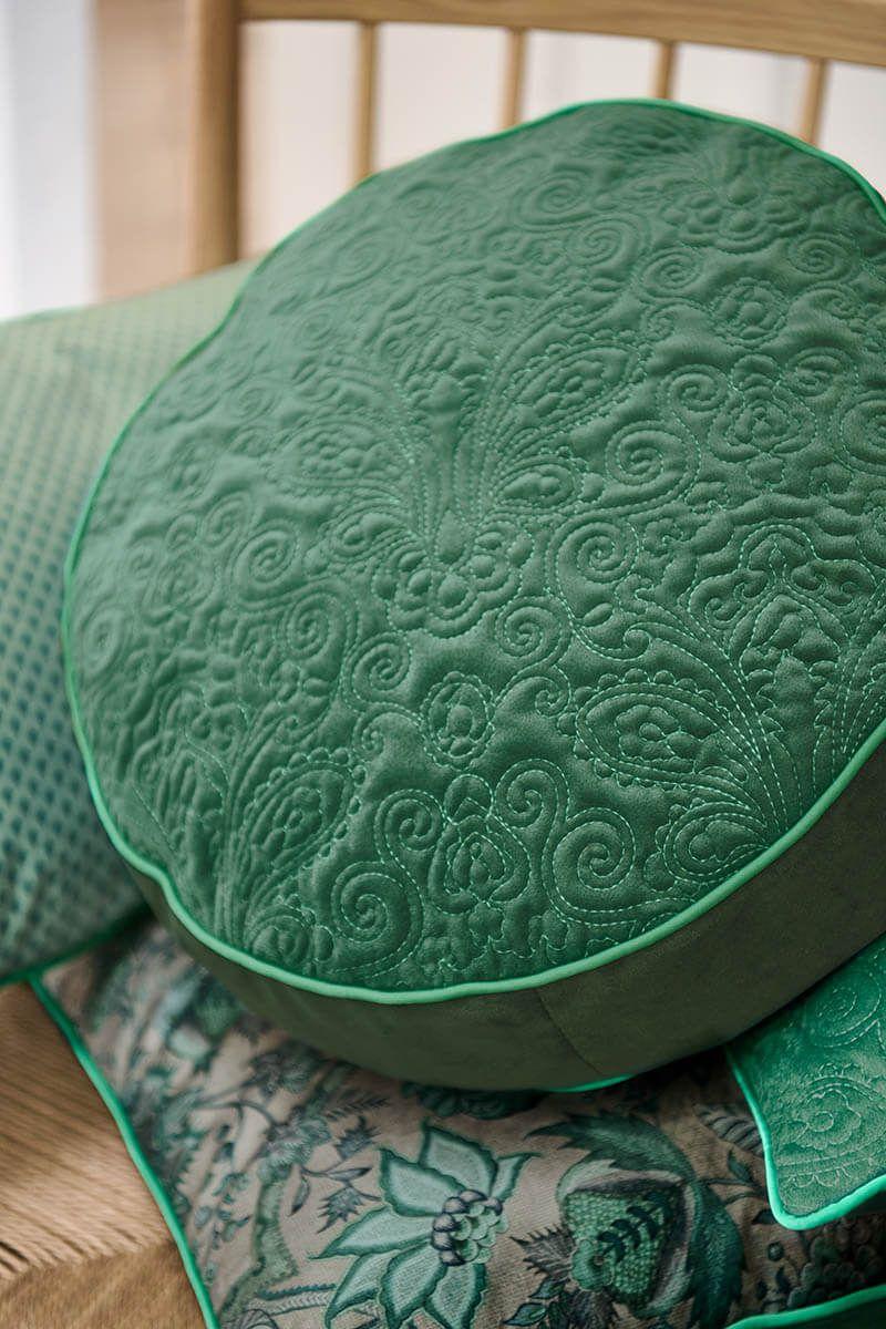 Pip Studio Sierkussen Rond Quiltey Days Groen Blauw