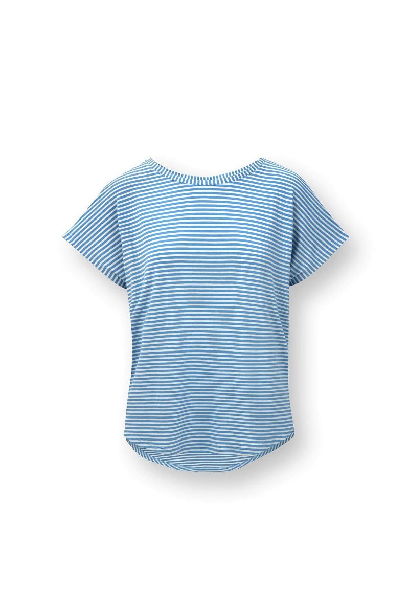pip studio Tatum Top Korte Mouw Little Sumo Stripe Blauw Zand