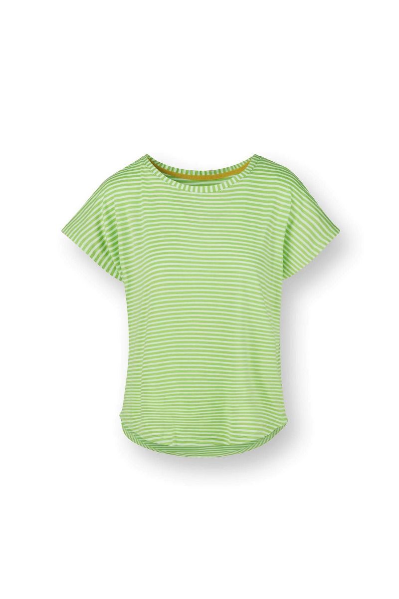 pip studio Tatum Top Korte Mouw Little Sumo Stripe Groen Zand