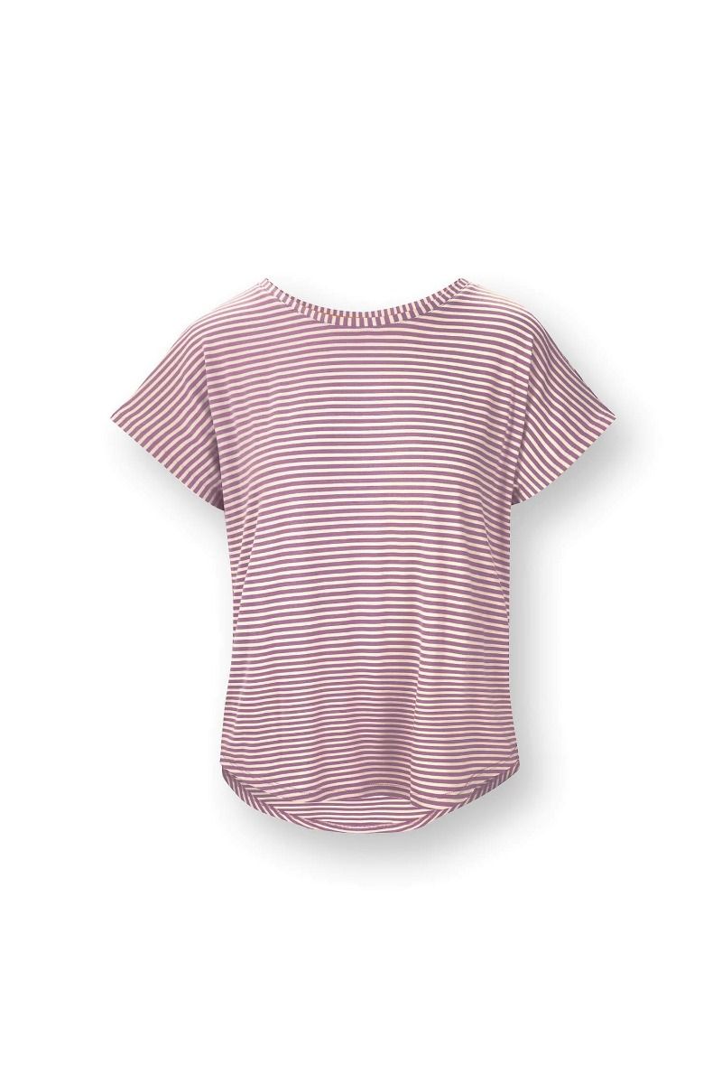 pip studio Tatum Top Korte Mouw Little Sumo Stripe Lila Zand