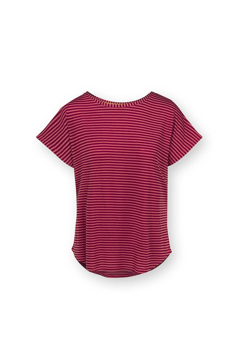 pip studio Tatum Top Korte Mouw Little Sumo Stripe Rood Roze