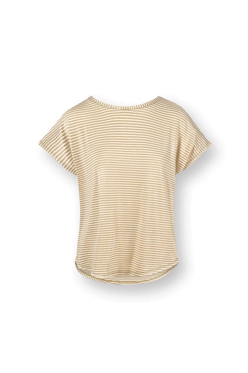 pip studio Tatum Top Korte Mouw Little Sumo Stripe Zand Zand
