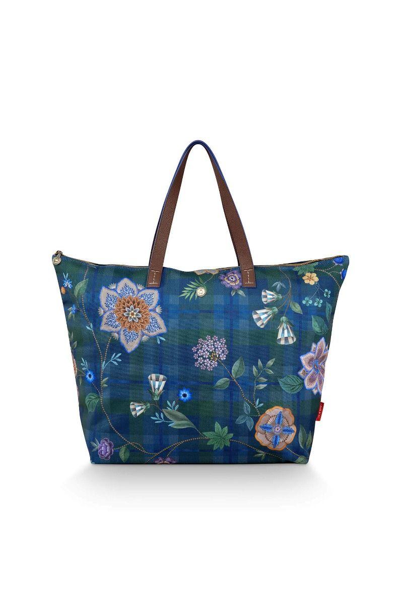 Pip Studio Tilda Tote Bag Flores Felices Donkerblauw Rood
