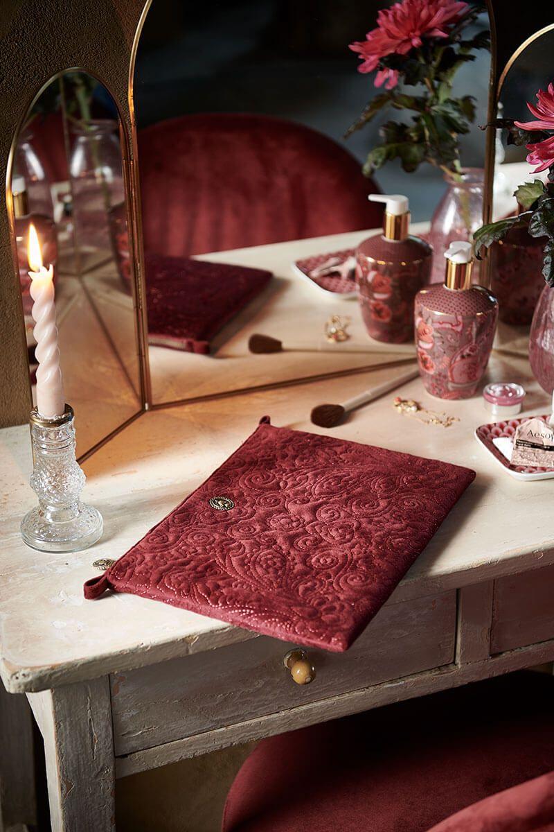 Pip Studio Toilettas Groot Velvet Quiltey Days Rood Groen
