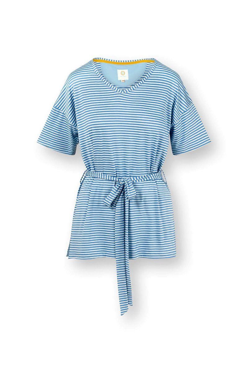 pip studio Tonya Top Korte Mouw Little Sumo Stripe Blauw Zand