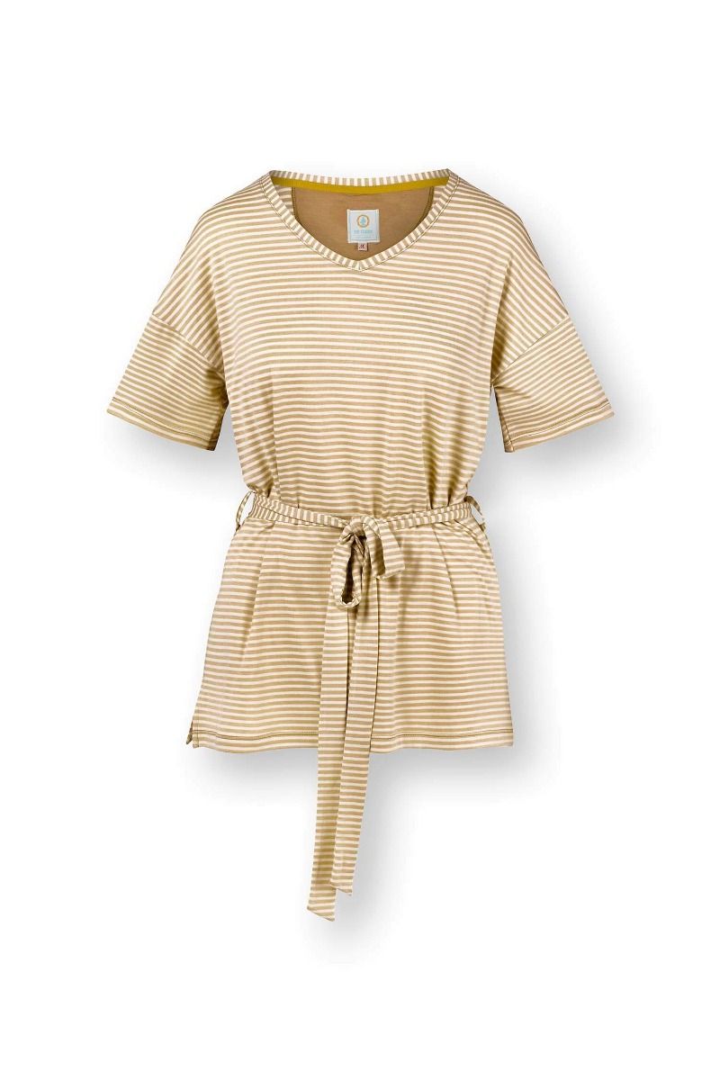 pip studio Tonya Top Korte Mouw Little Sumo Stripe Zand Zand