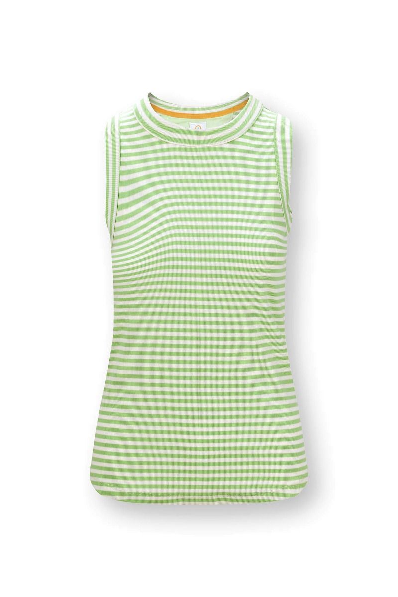 pip studio Trinity Top Mouwloos Little Sumo Stripe Groen Zand