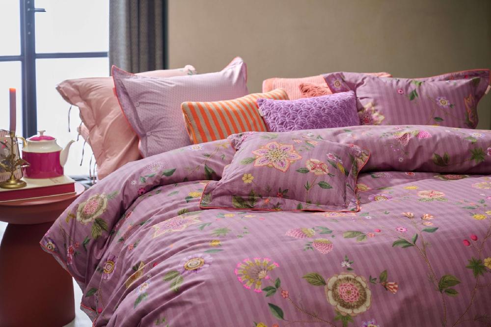 Pip Studio Vierkant Sierkussen Flores Bailando Paars Gebroken Wit