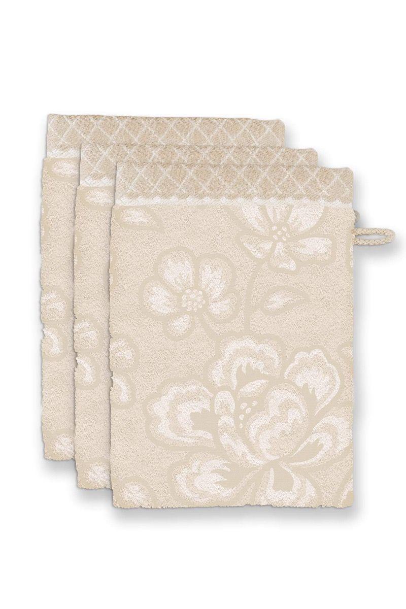 pip studio Washandje Set/3 Jasmin Jacquard Zand 16x22cm Groen