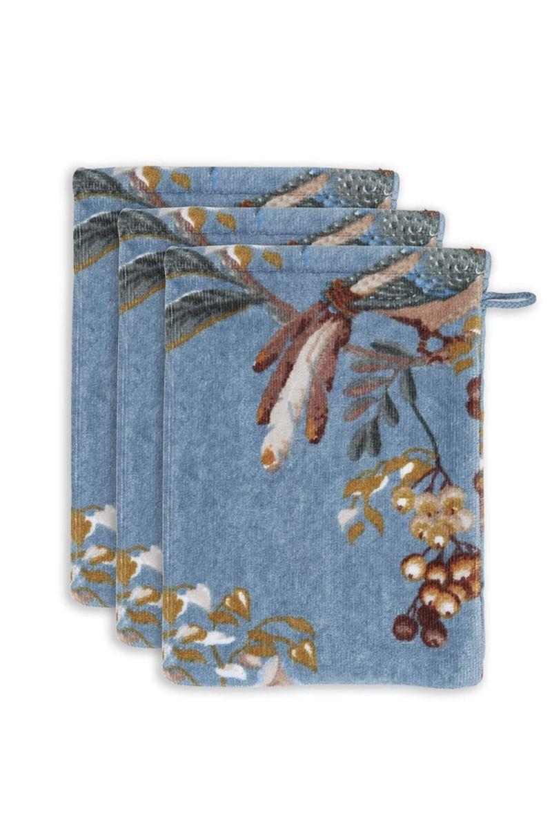 pip studio Washandje Set/3 Secret Garden Blauw 16x22cm Paars