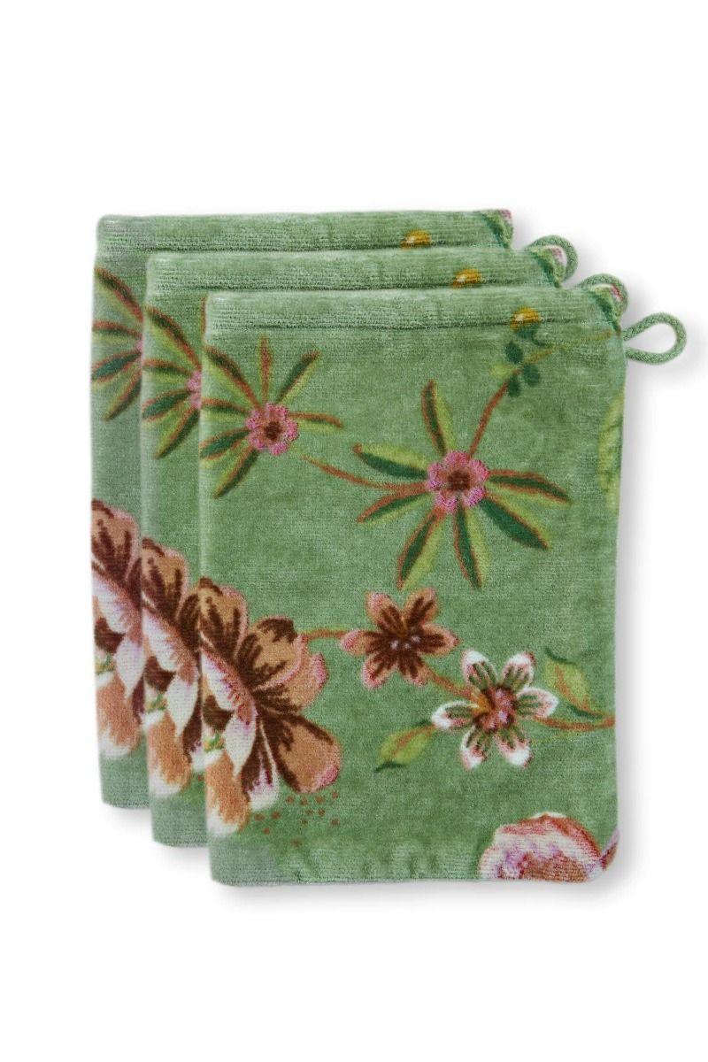 pip studio Washandje Set/3 Secret Garden Groen 16X22cm Paars