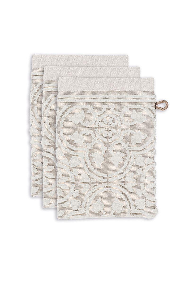 pip studio Washandje Set/3 Tile de Pip Khaki 16x22 cm Wit