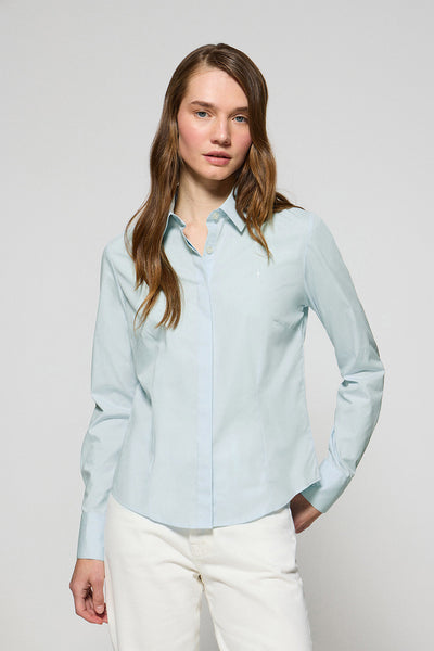 polo club Aquamarijn slim fit hemd van poplin-katoen met geborduurd Rigby Go-logo