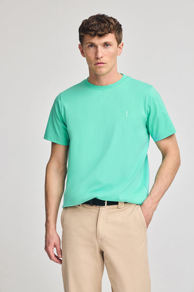 polo club Aquamarijnkleurig T-shirt met ronde hals en rubberen Big Rigby Go-logo