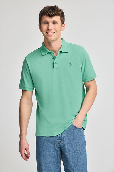 polo club Aquamarijnkleurige polo in piqué-katoen met korte mouwen en geborduurd Rigby Best