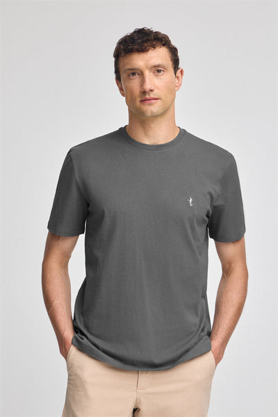 Polo Club Asfaltgrijs Basic T-shirt Met Ronde Hals En Geborduurd Rigby Best