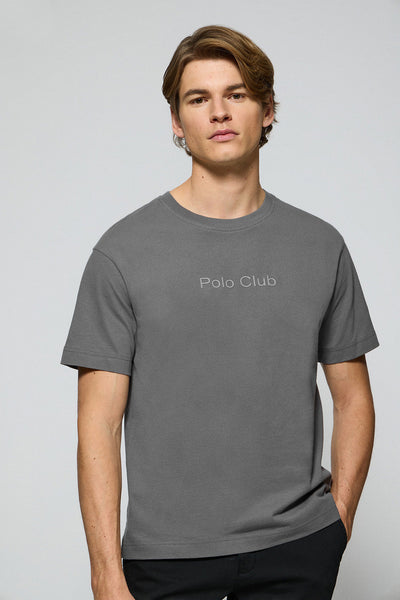 polo club Asfaltgrijs T-shirt met korte mouwen ronde hals en Polo Club-logo