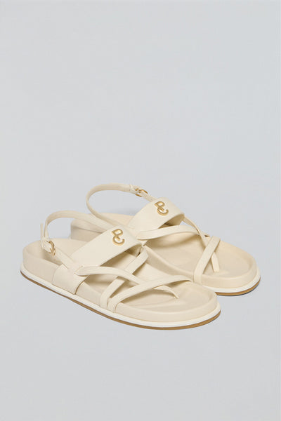 polo club Beige bio sandalen ‘Allegra’ met bandjes en metalen detail