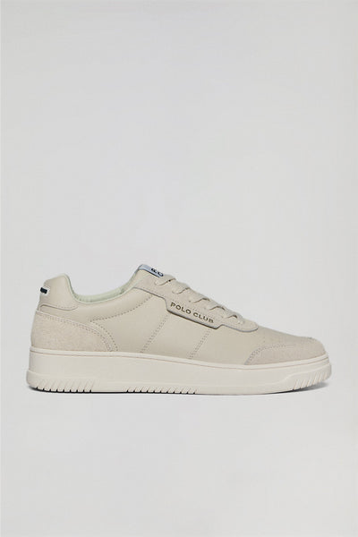 polo club Beige casual herensneaker 'Milton' van synthetisch leer met Polo Club-details in dezelfde kleur