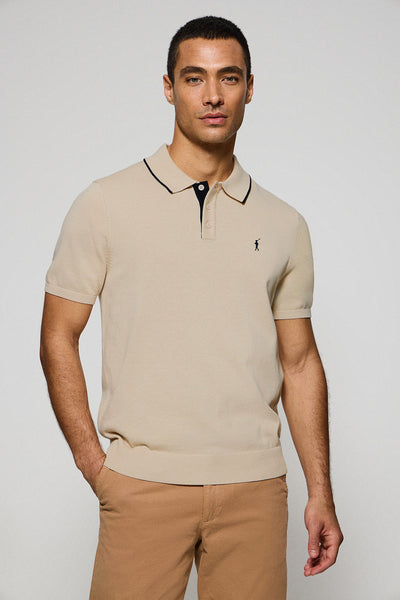 polo club Beige gebreide polo met knopen en geborduurd Rigby Go-logo