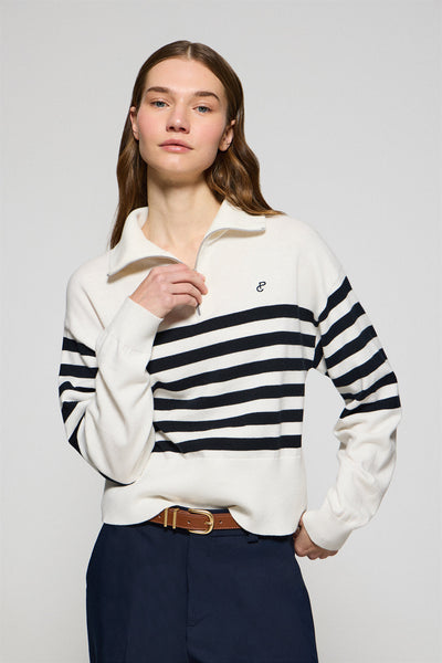 polo club Beige gebreide trui Jisoo met geborduurd monogram