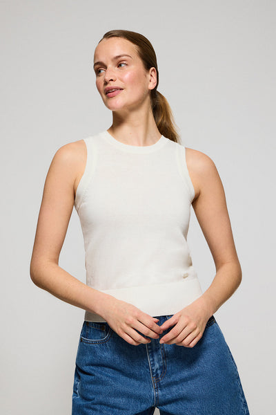 polo club Beige mouwloze sweater met parelmoeren knoop polo club Beige mouwloze sweater met parelmoeren knoop