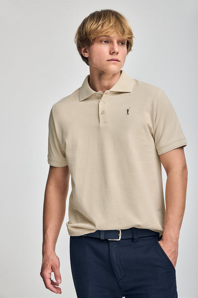 polo club Beige polo met korte mouwen drie knopen en geborduurd Rigby Go-logo