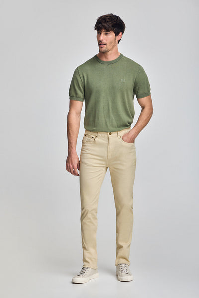 polo club Beige slim fit broek Voss met vijf zakken