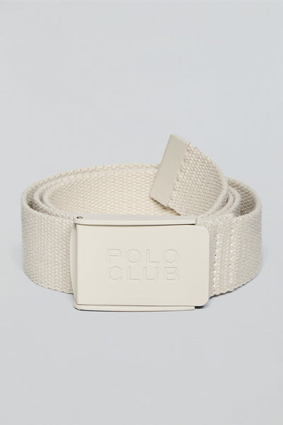 polo club Beige stoffen riem ‘Brahim’ met gesp en logo